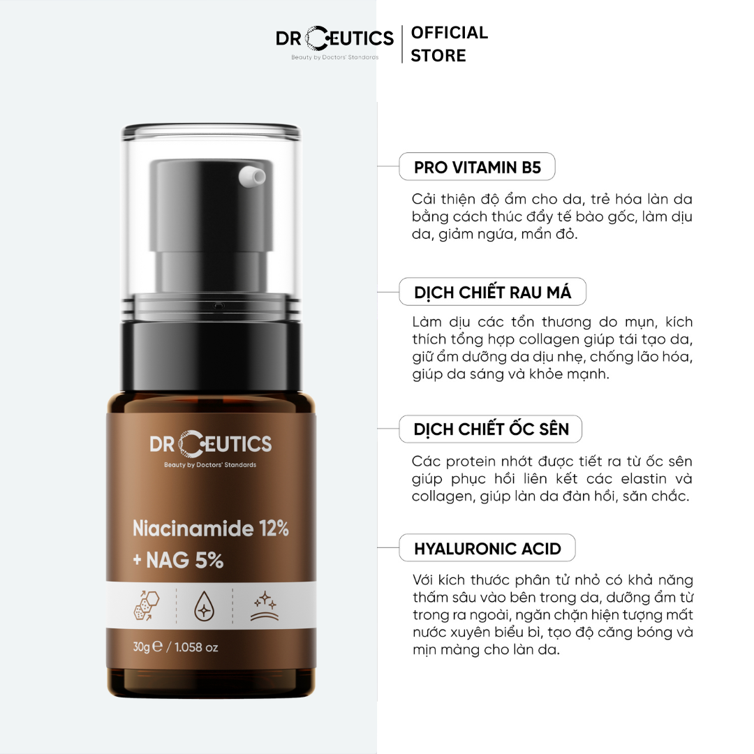 Serum Niacinamide 12% DrCeutics Giảm Thâm Sáng Da Kiềm Dầu
