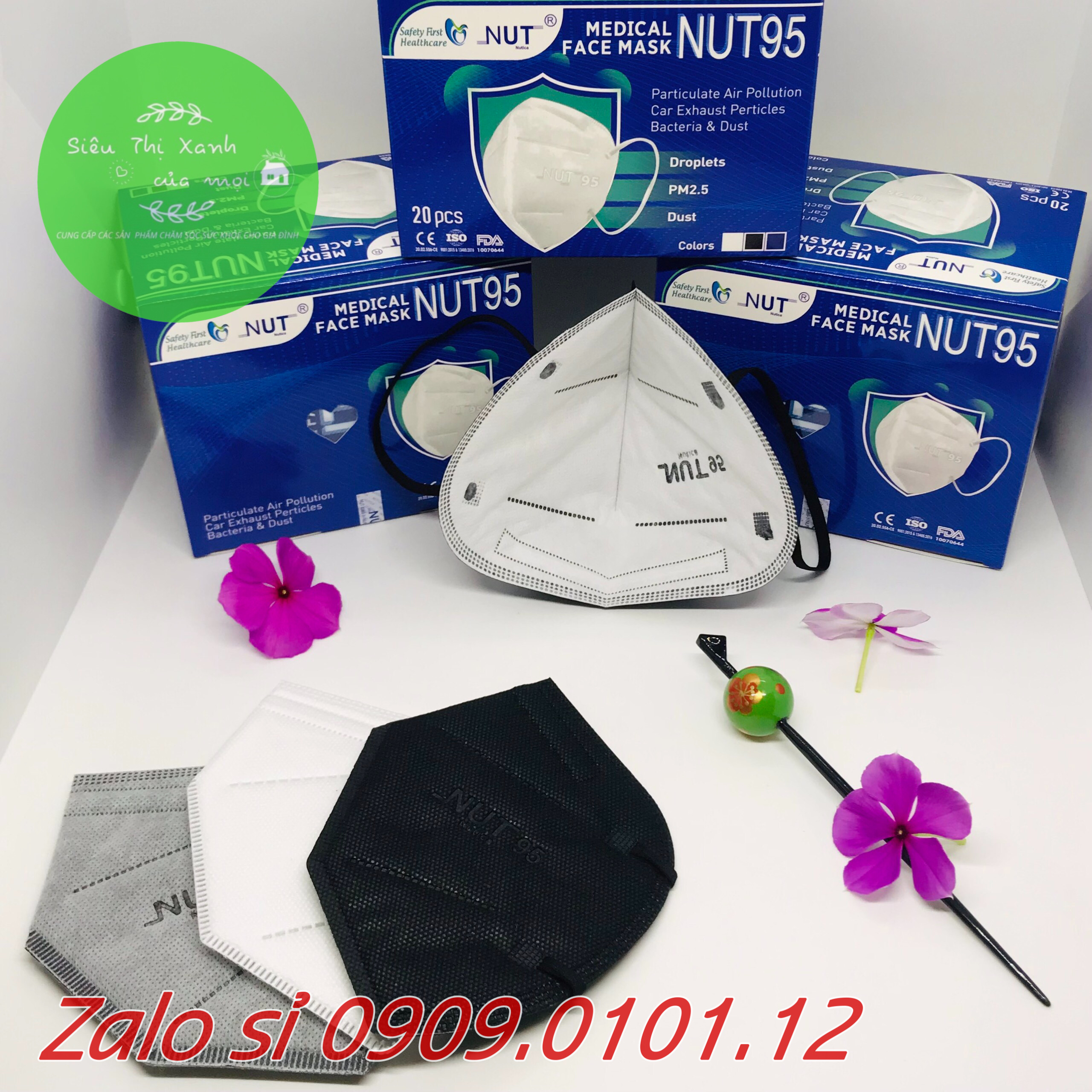 Khẩu trang n95 Nut chính hãng, kn95 5 lớp kháng khuẩn cao cấp hộp 20 cái