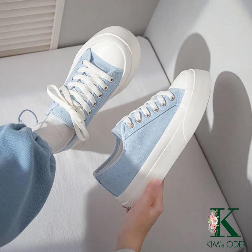 Giày thể thao nữ sneaker đế bằng bánh mì basic độn đế vải canvas bata màu pastel phong cách Ulzzang Hàn Quốc đủ size