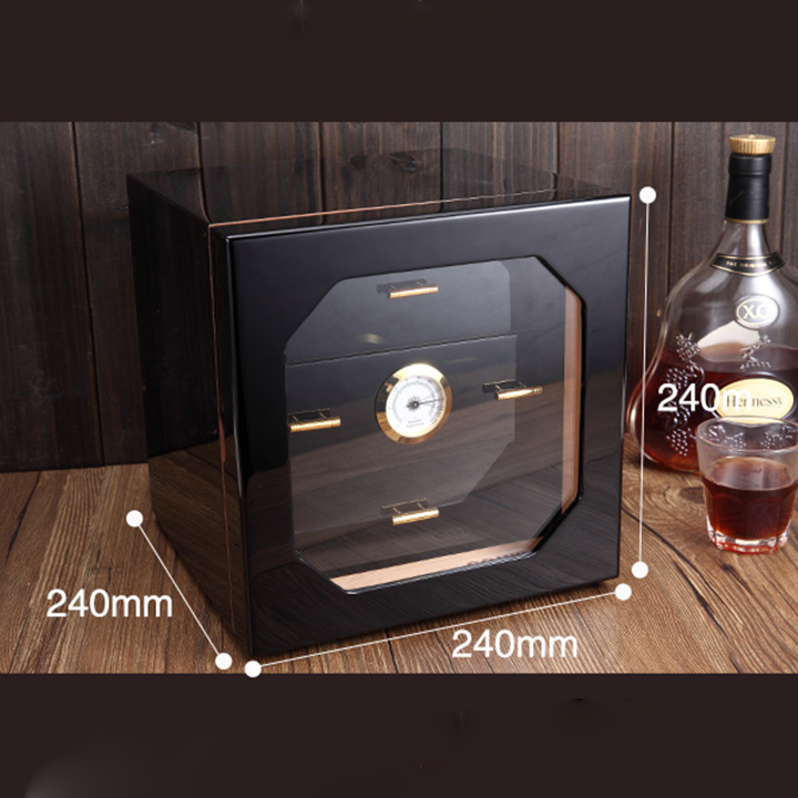 Tủ cigar mini - Tủ bảo quản cigar hiện đại có đồng hồ đo độ ẩm (kt 24x24x24cm)