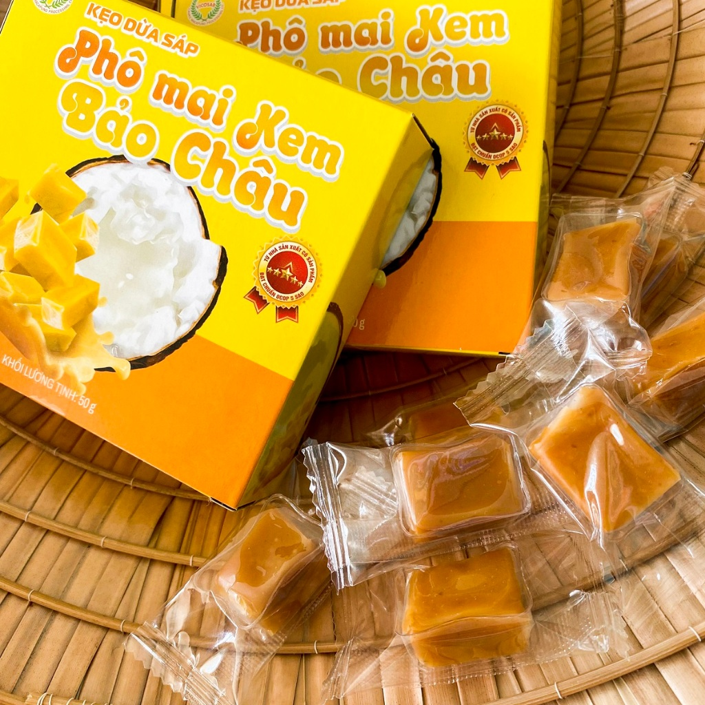 Kẹo dừa sáp VICOSAP vị cà phê muối phô mai kem Bảo Châu kẹo mềm dẻo ít đường đặc sản Trà Vinh