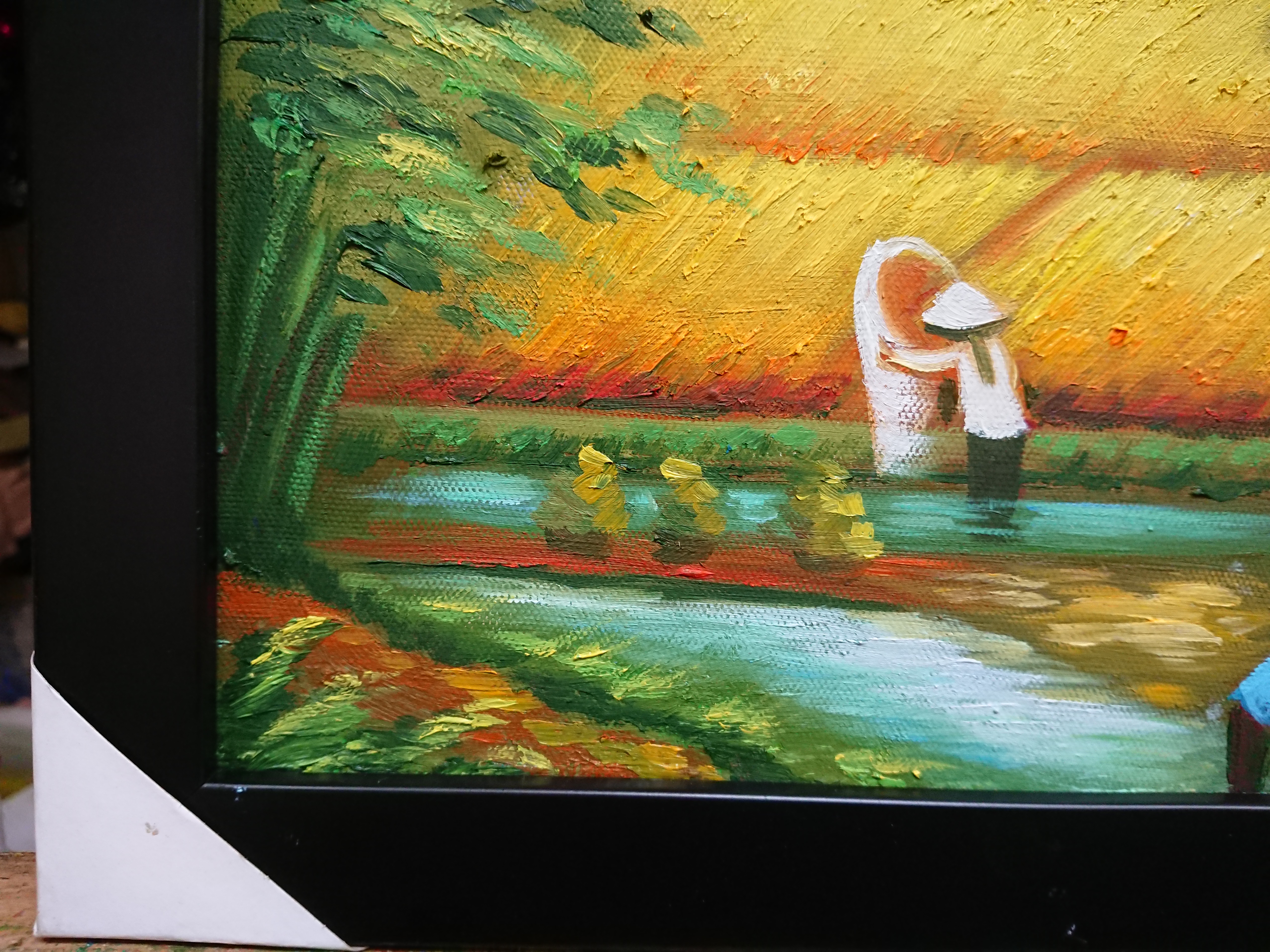 Tranh Tâm Sen - Hối Hả - Sơn Dầu Vẽ Tay 30 x 40cm