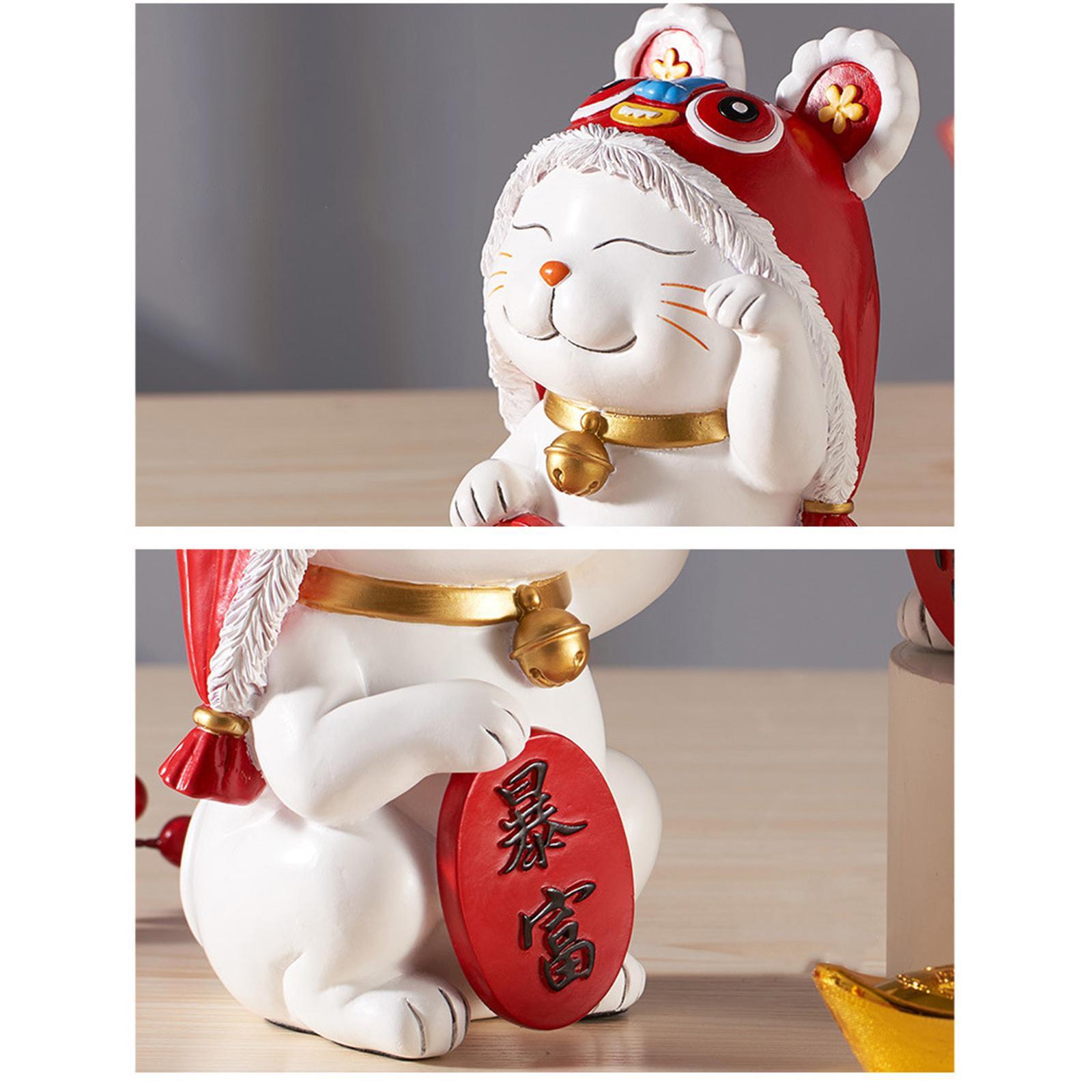 Japanese Lucky Cat Statue Sculpture Figurine for Desk Office Decor
