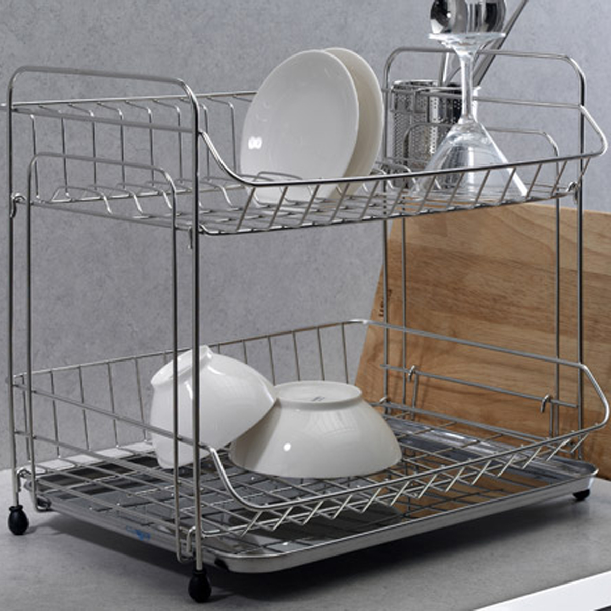 Kệ inox úp chén bát 1 tầng/ 2 tầng – Hàn Quốc