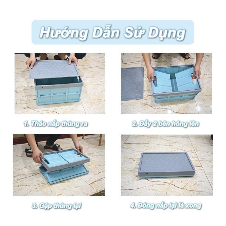 Thùng đựng đồ 55L đi du lịch vận chuyển hàng xếp gọn dạng kéo chống nước Pull&Fold Japan tặng túi chống thấm nước