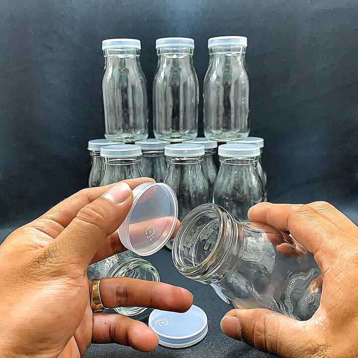 Lọ đựng sữa chua 200ML (combo 12 lọ) mẫu Pudding Trụ Tròn Cao - Nắp nhựa – Hũ chưng yến thủy tinh - Hủ yaourt siêu trong