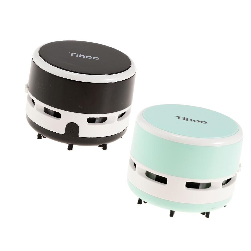 Mini Round Portable Handheld Cordless Tabletop Crumb Sweeper Desktop Dust Vacuum Cleaner Keyboard Cleaning Tool Battery Operated