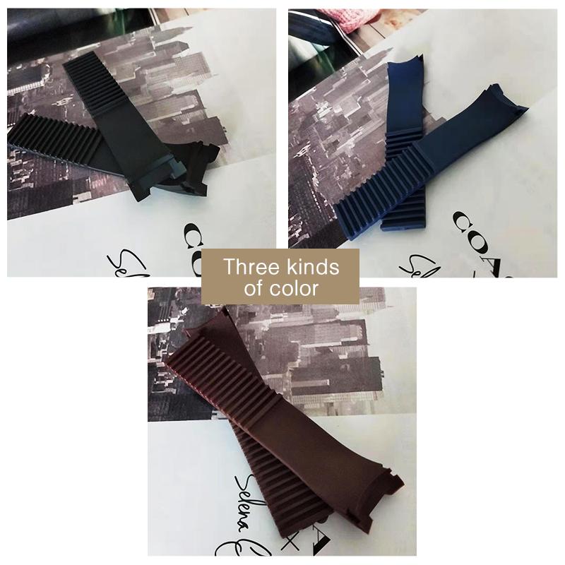 20x18mm Người Phụ Nữ Đen Nâu Xanh Dương Silicon Chống Thấm Nước Cao Su Thay Thế Dây Đồng Hồ Đeo Tay Dây Đeo Thắt Lưng Cho Ulysse Nardin đồng hồ Nữ dây