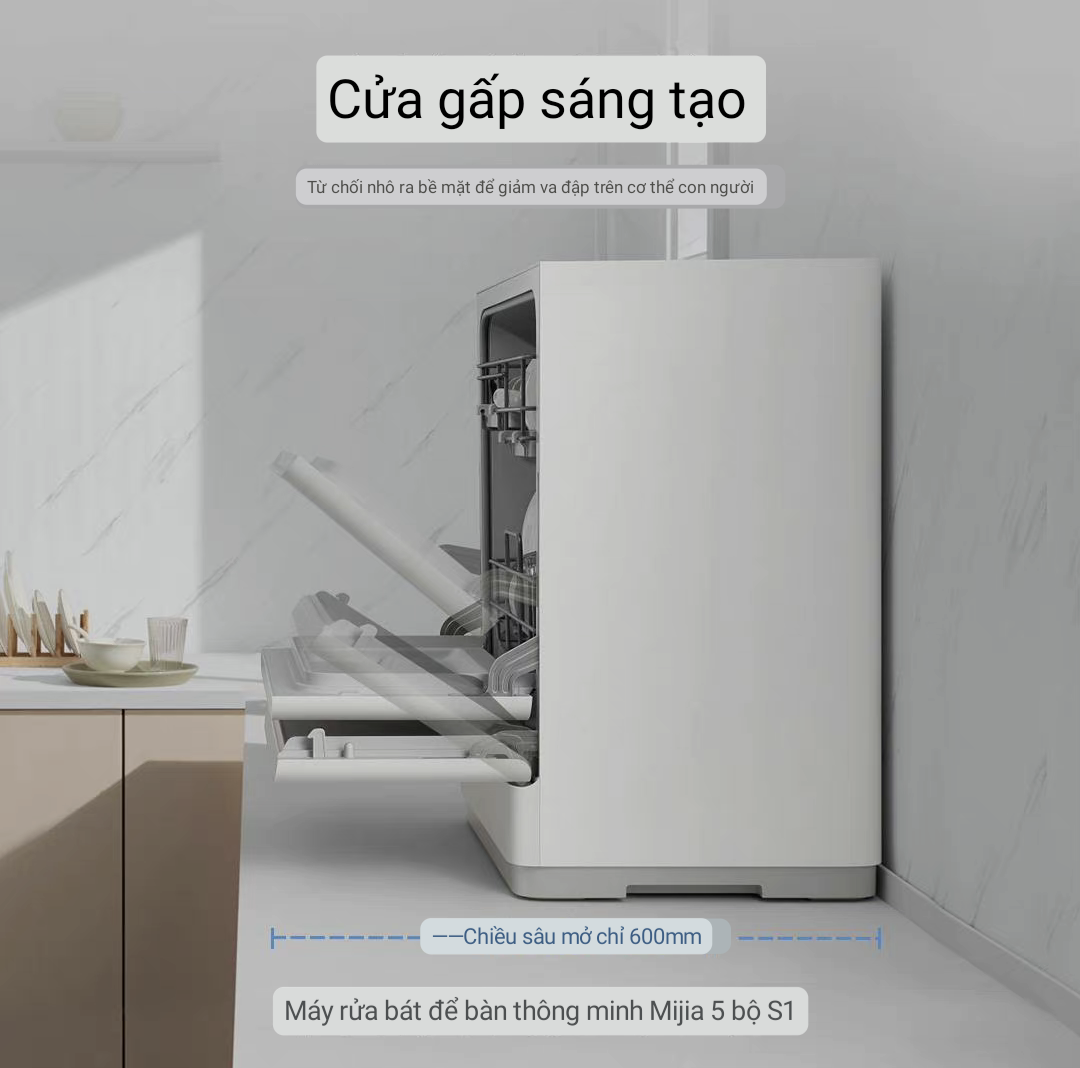 Máy Rửa Bát Xiaomi Mijia S1 5 Bộ – Khử Trùng 99,9%, Tiêu Thụ Nước Ít Hơn 85% Rửa Tay Kết Nối App Xiaomi - Hàng Nhập Khẩu