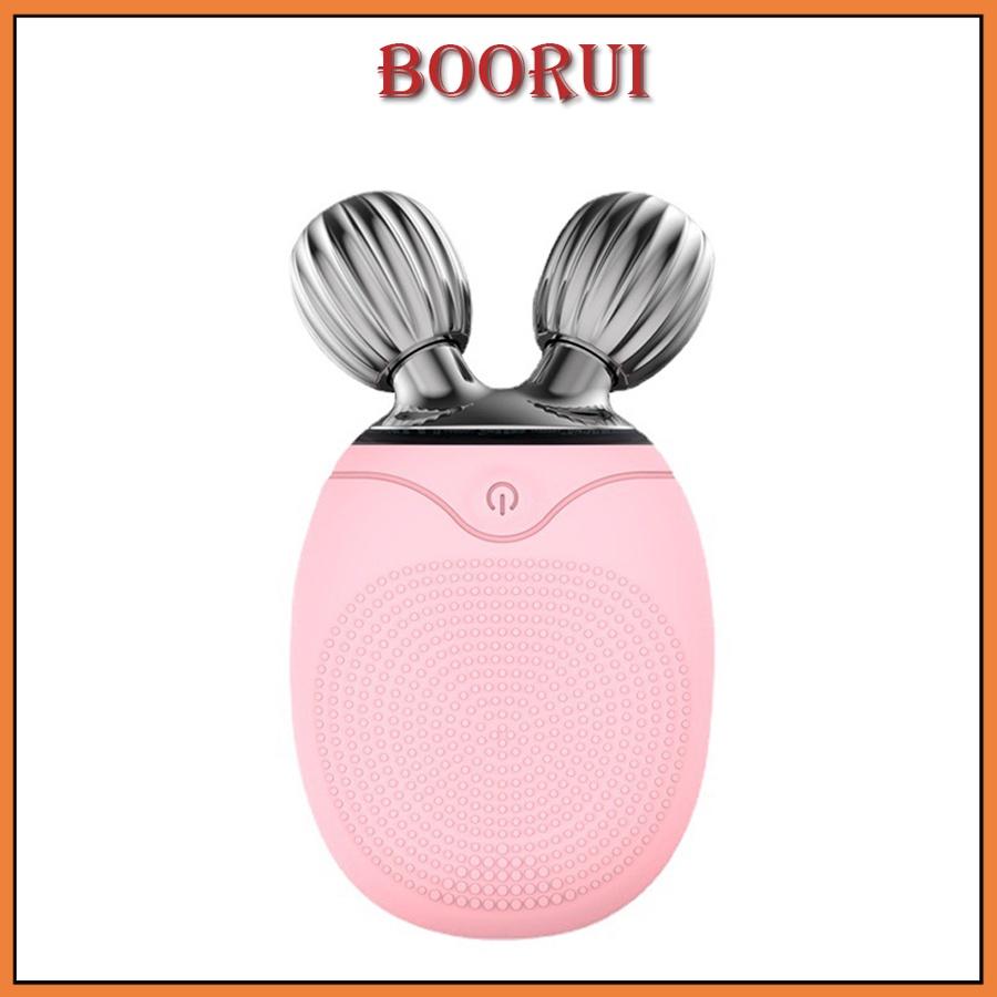 Máy rửa mặt mini cao cấp BOORUI: Rung massage và nâng cơ tạo cằm Vline 3 trong 1,Rửa sạch sâu, ngừa mụn làm đẹp da mặt