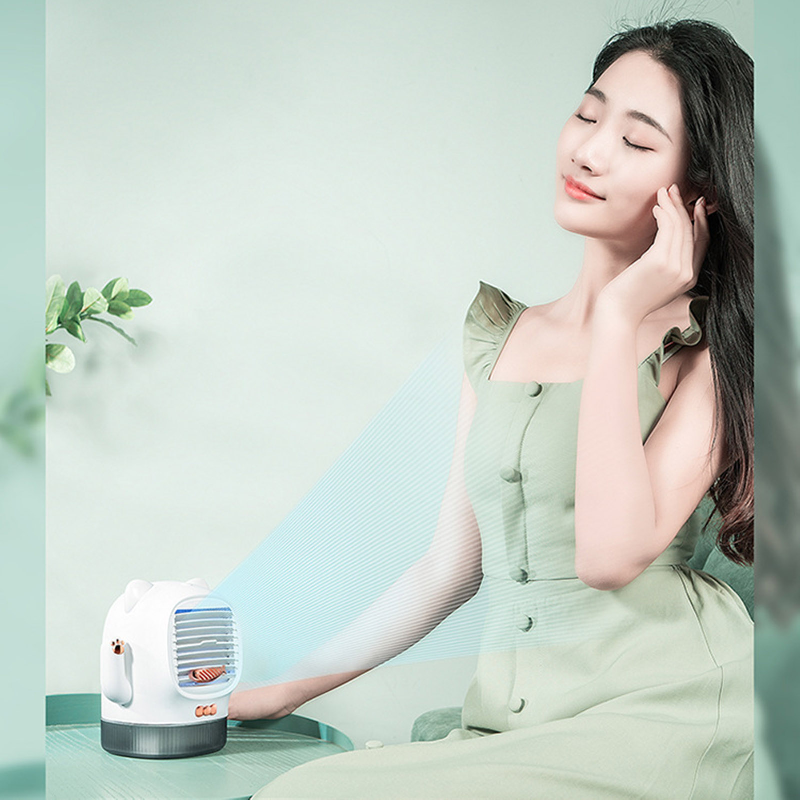 Quạt điều hòa mini để bàn có đèn chiếu sáng ban đêm