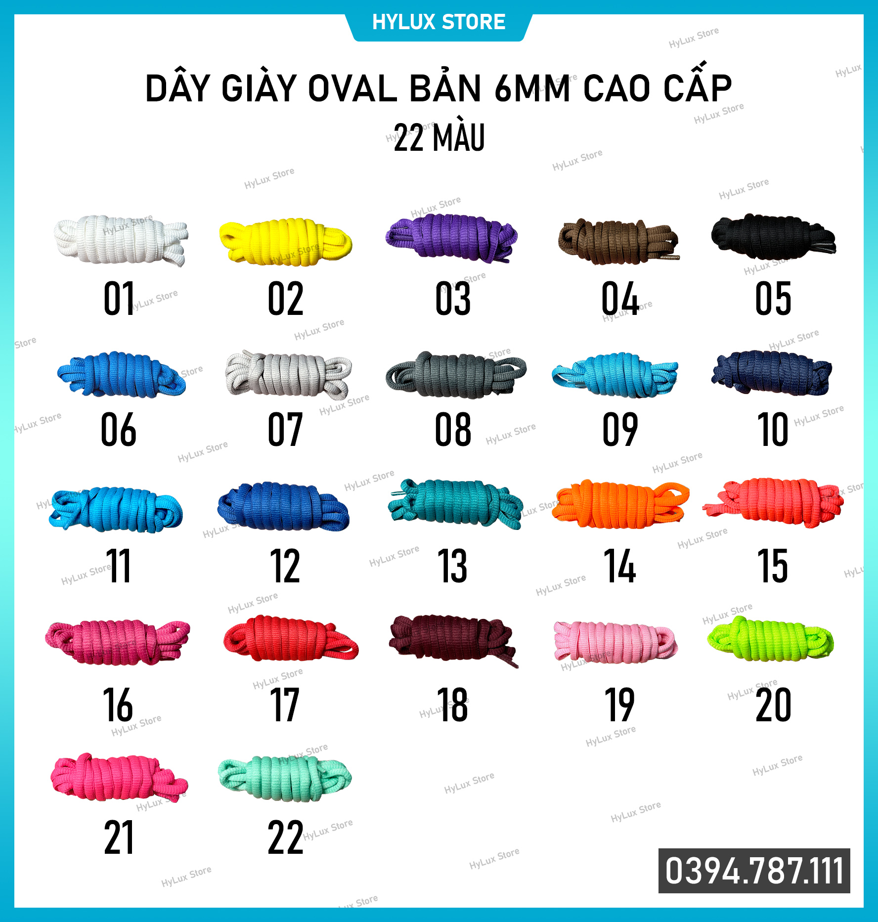 [22 màu] Dây giày Oval 6mm cho giày chạy bộ, giày bóng rổ - Dây giày thể thao