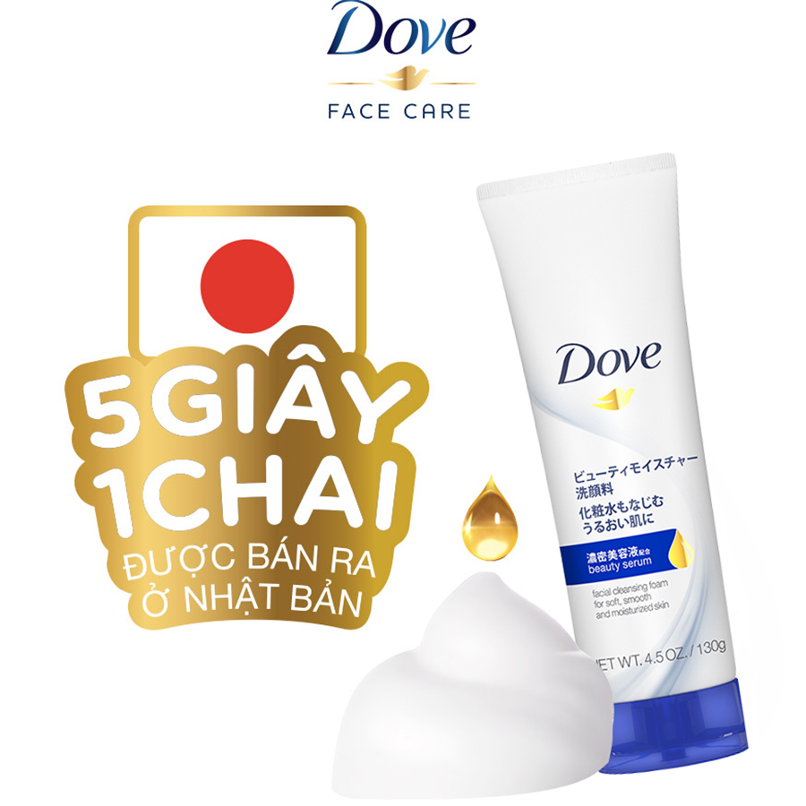 Sữa Rửa Mặt Dove Tinh Chất - Serum Cấp Ẩm 130g Tặng Kem Xả Dove Phục Hồi Hư Tổn 1 Phút Dạng Gel Sữa Dưỡng 150ml