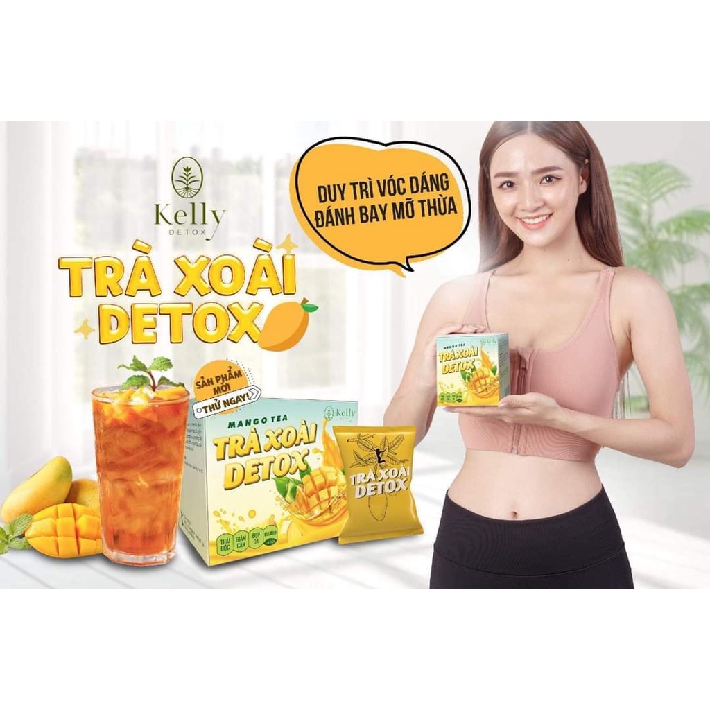 Trà Xoài kelly Detox Hộp 15 gói -  Giúp  Hỗ Trợ Giảm Cân Hiệu Quả - An Toàn - Không Mệt Mỏi