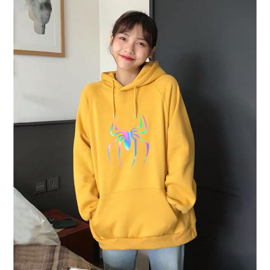 Áo hoodie Unisex dạ quang - Áo khoác nỉ phản quang họa tiết nhện con in cao cấp