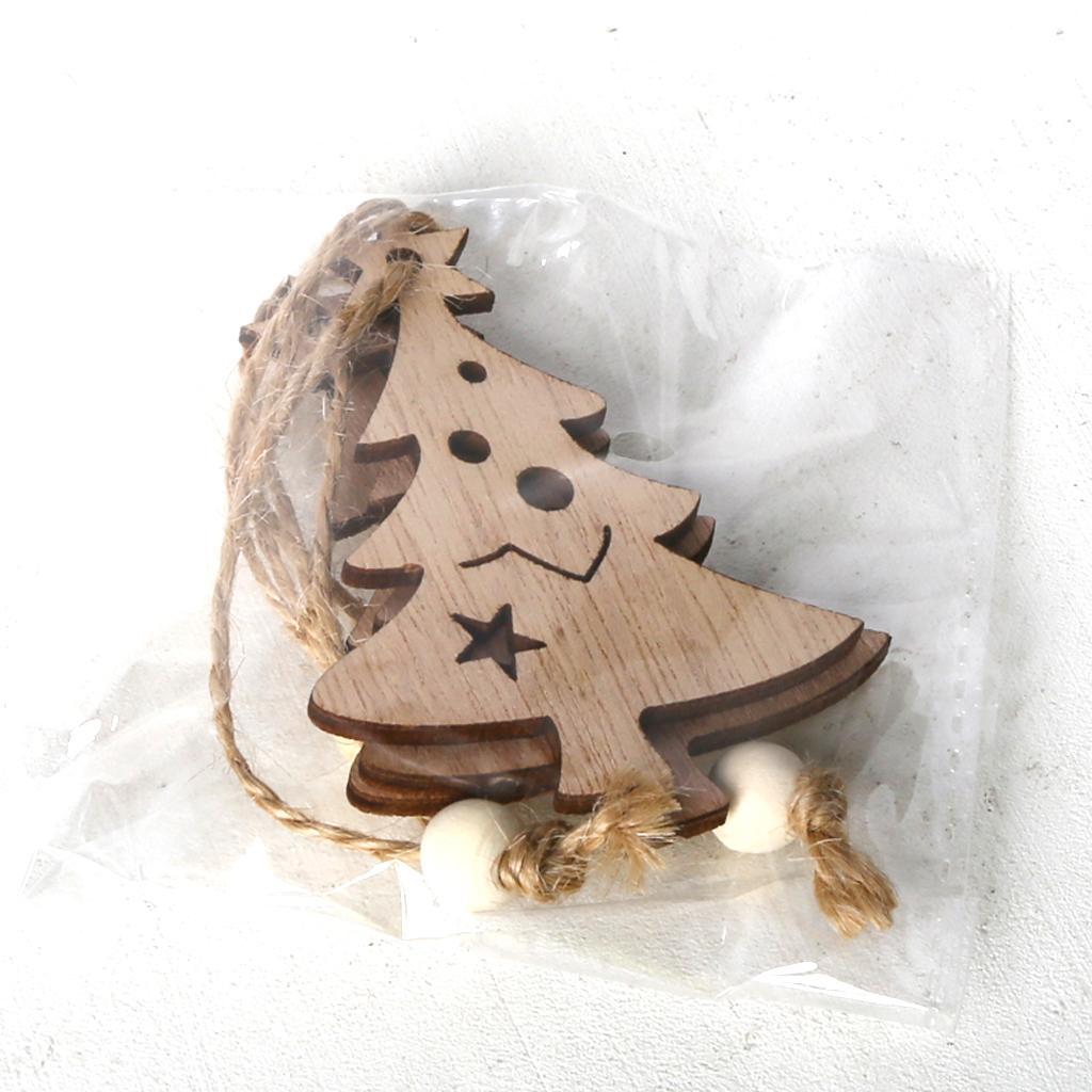 3pcs Unfinished Wooden Slices Cutout Pendant Xmas Decor