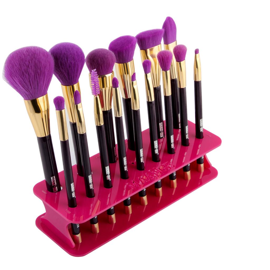 Cosmetic 15 Holes Acrylic Makeup Brush Holder Drying Rack Stand Brushes Display Organizer Dryer Shelf 4 Colors