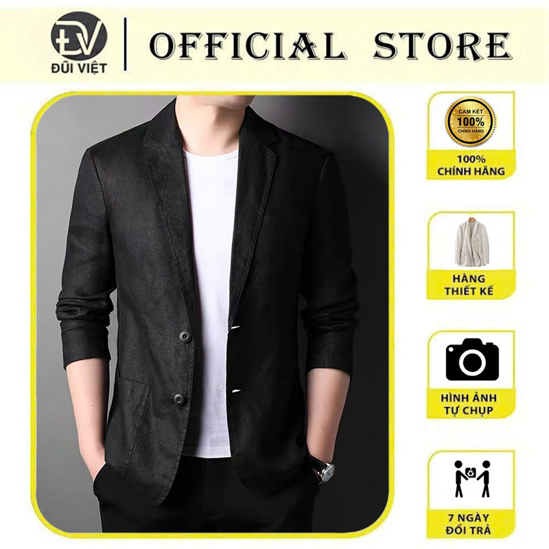 Áo khoác blazer nam, form  hàn quốc, chất linen dày dặn Đũi Việt, phù hợp thu đông