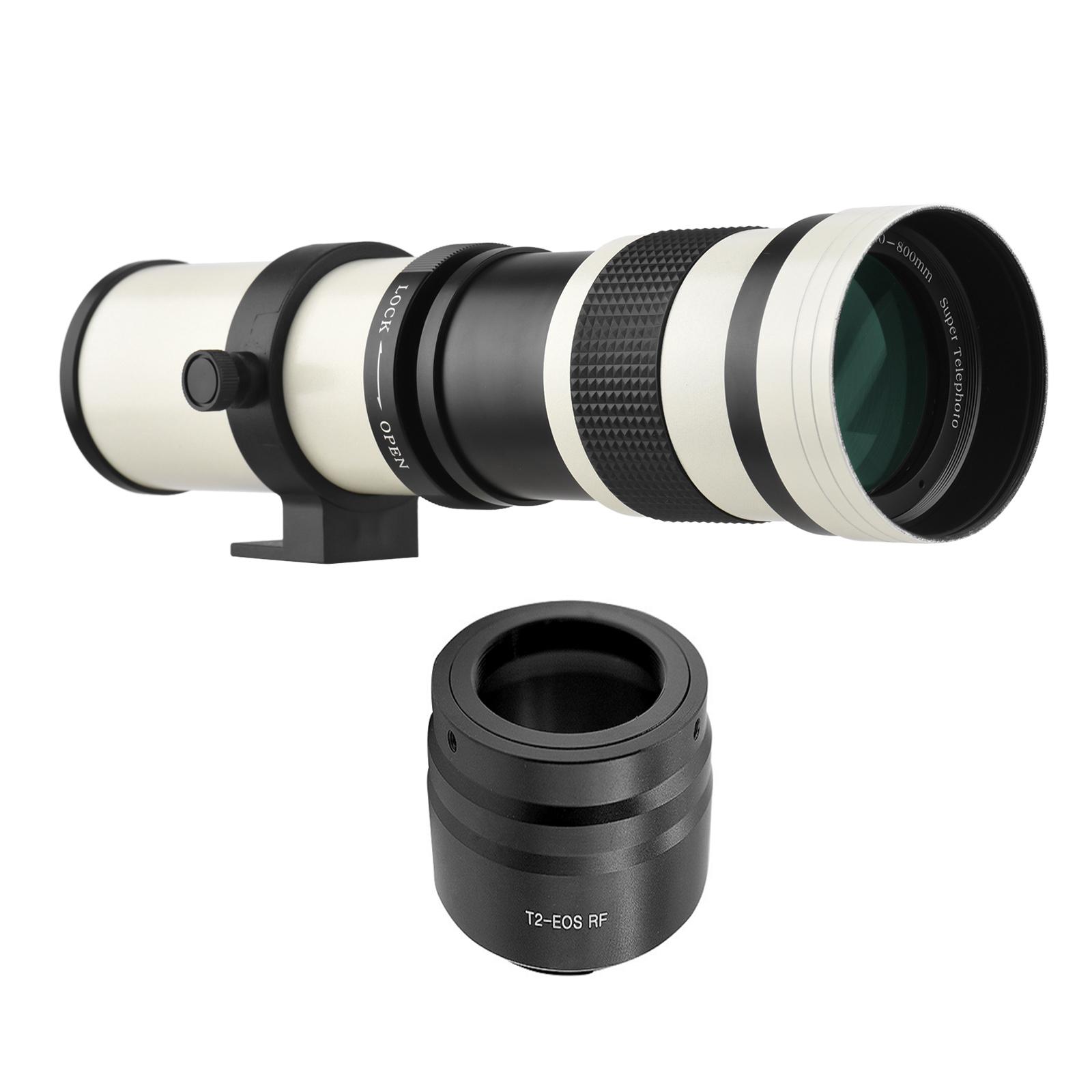 Camera MF Super Telephoto Zoom Lens F/8.3-16 420-800mm T2 Mount with RF-mount Adapter Ring 1/4 Thread Replacement for Canon EOS R/ R3/ R5/ R5C/ R6/ RP RF-Mount Cameras
