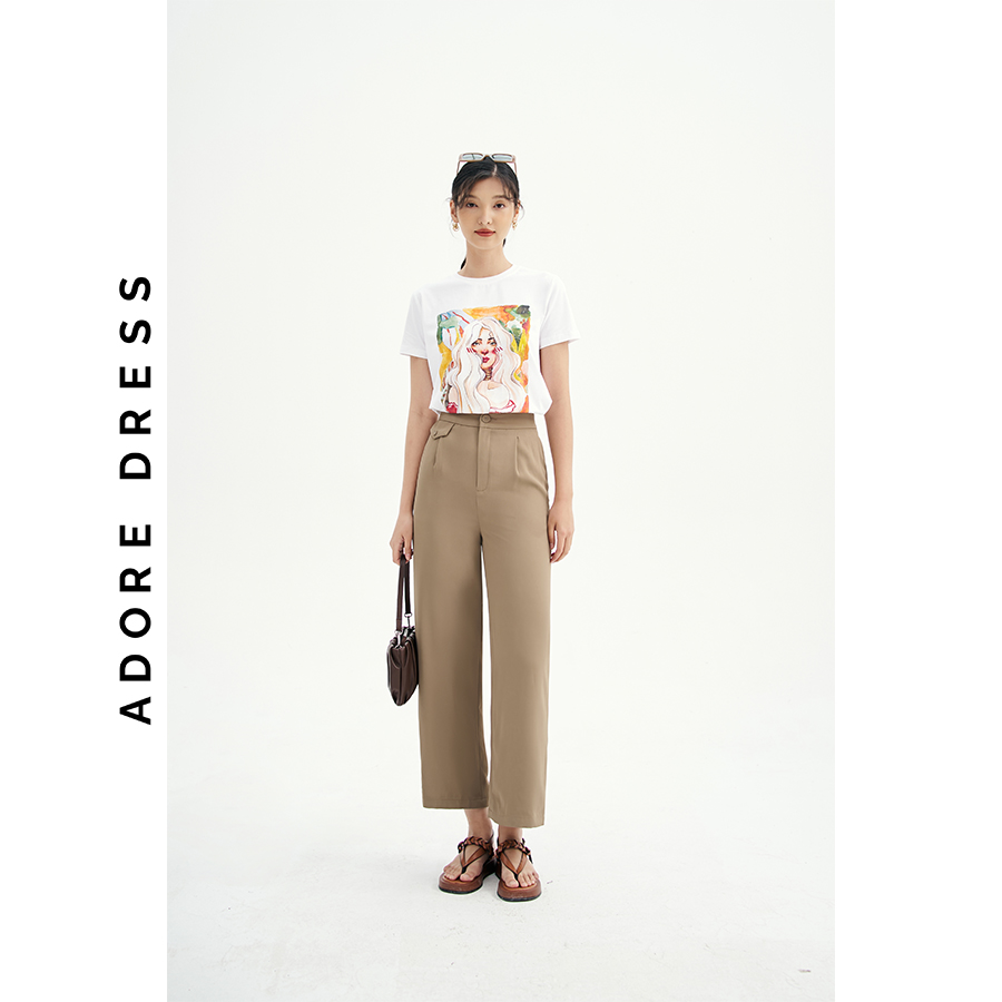 Quần Culottes casual style tuytsy trơn beige nắp túi 311TR2011 ADORE DRESS