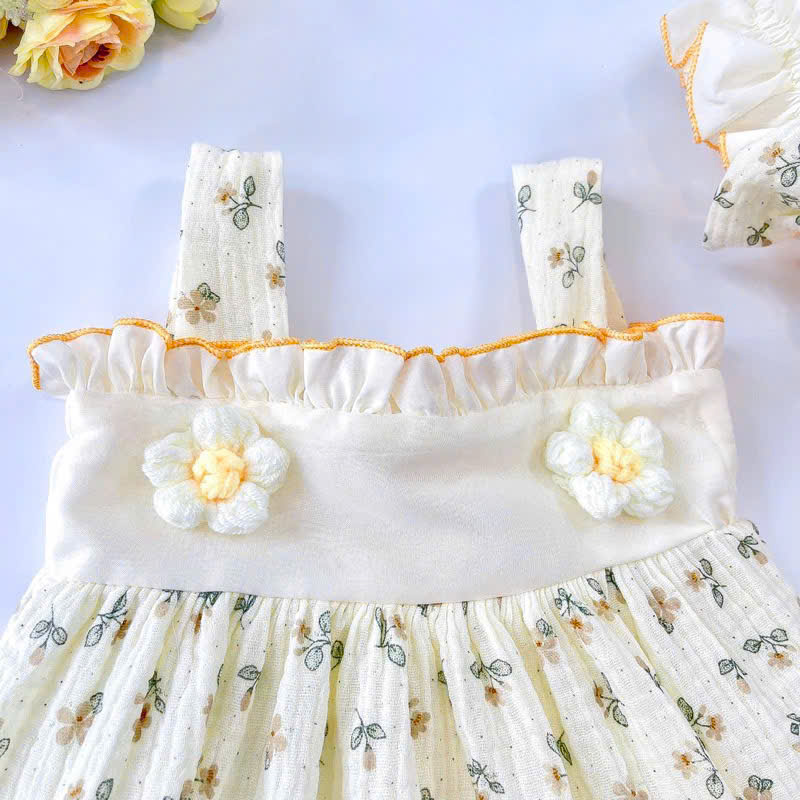 SET BODY 2 DÂY HỌA TIẾT HOA MÀU KEM KÈM NÓN CHO BÉ GÁI SƠ SINH ĐẾN 2 TUỔI