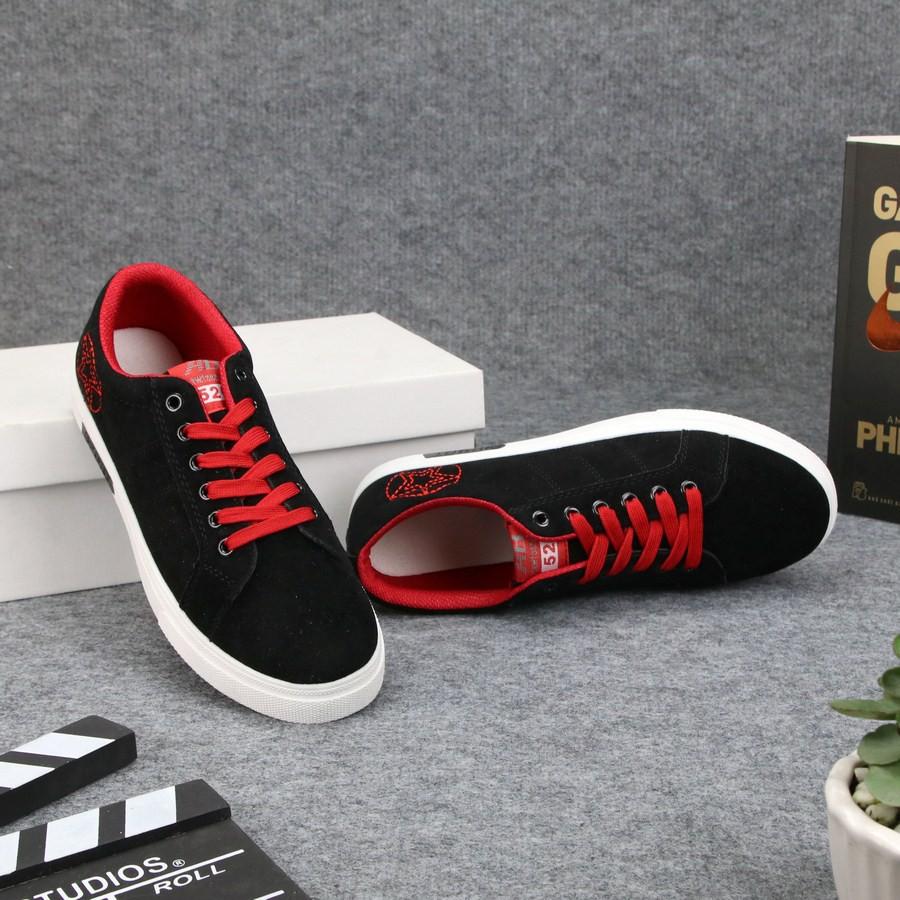 Giày sneaker nam đen sao đỏ chất lượng cao GN371 Gấu Nâu