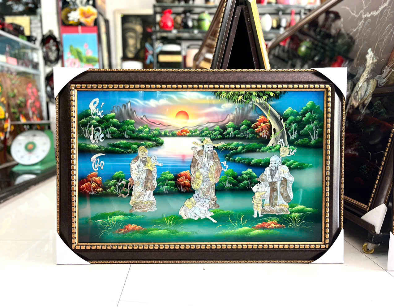 { SIÊU SALE } Tranh Sơn Mài - PHÚC LỘC THỌ | Khảm Cừ Cao Cấp | Size 50x80 cm