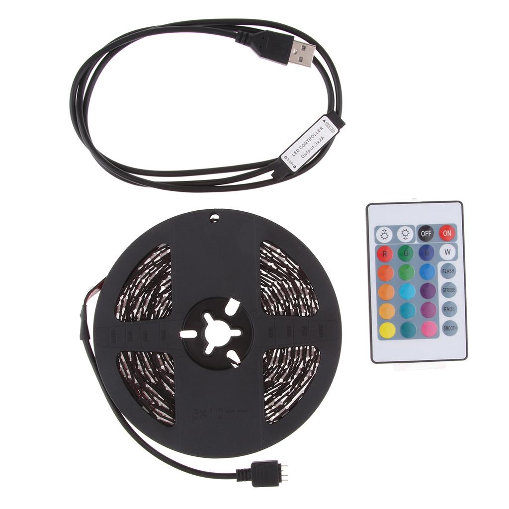 DC 5V USB LED RGB Strip Light TV Back Lighting Kit With 24-Key Remote Control - 5m