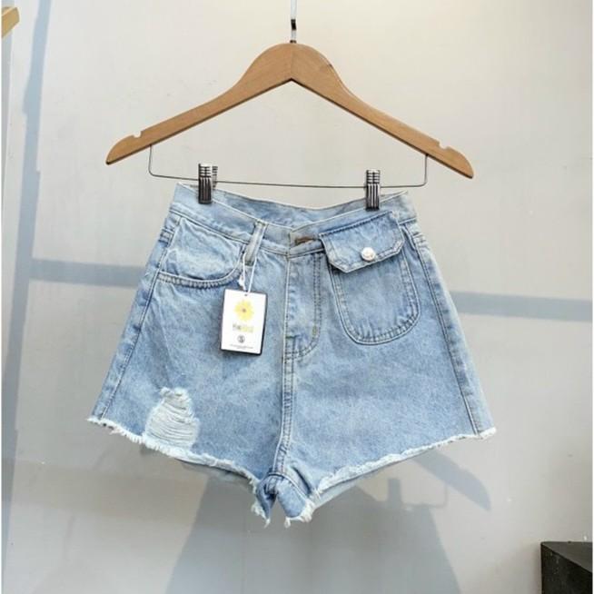 Quần short jean nữ MURADFASHION NT006, quần lững nữ xanh túi hộp phong cách thời trang 2021