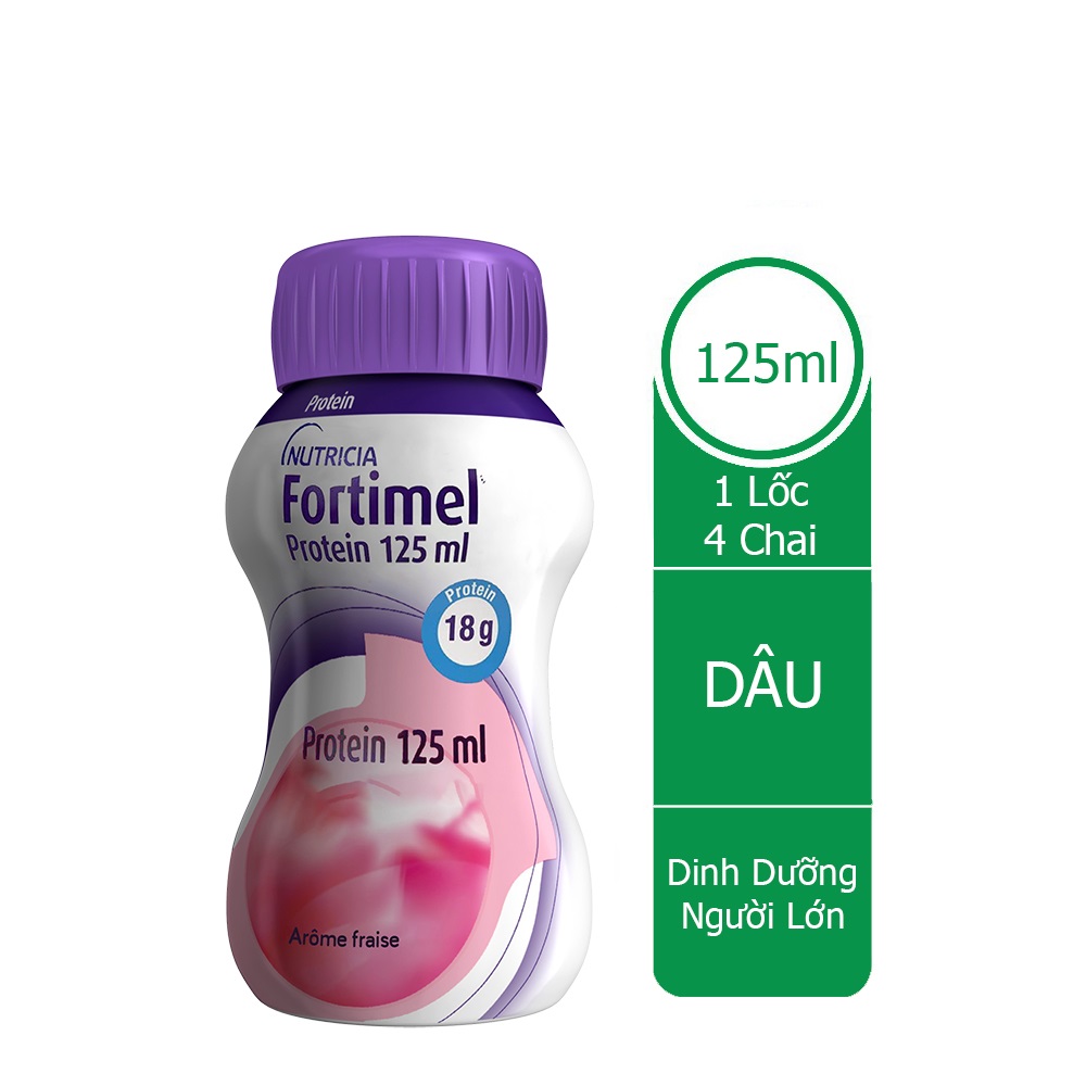 Sữa Fortimel Protein hương vani/ hương dâu 125ml (4 chai/lốc)