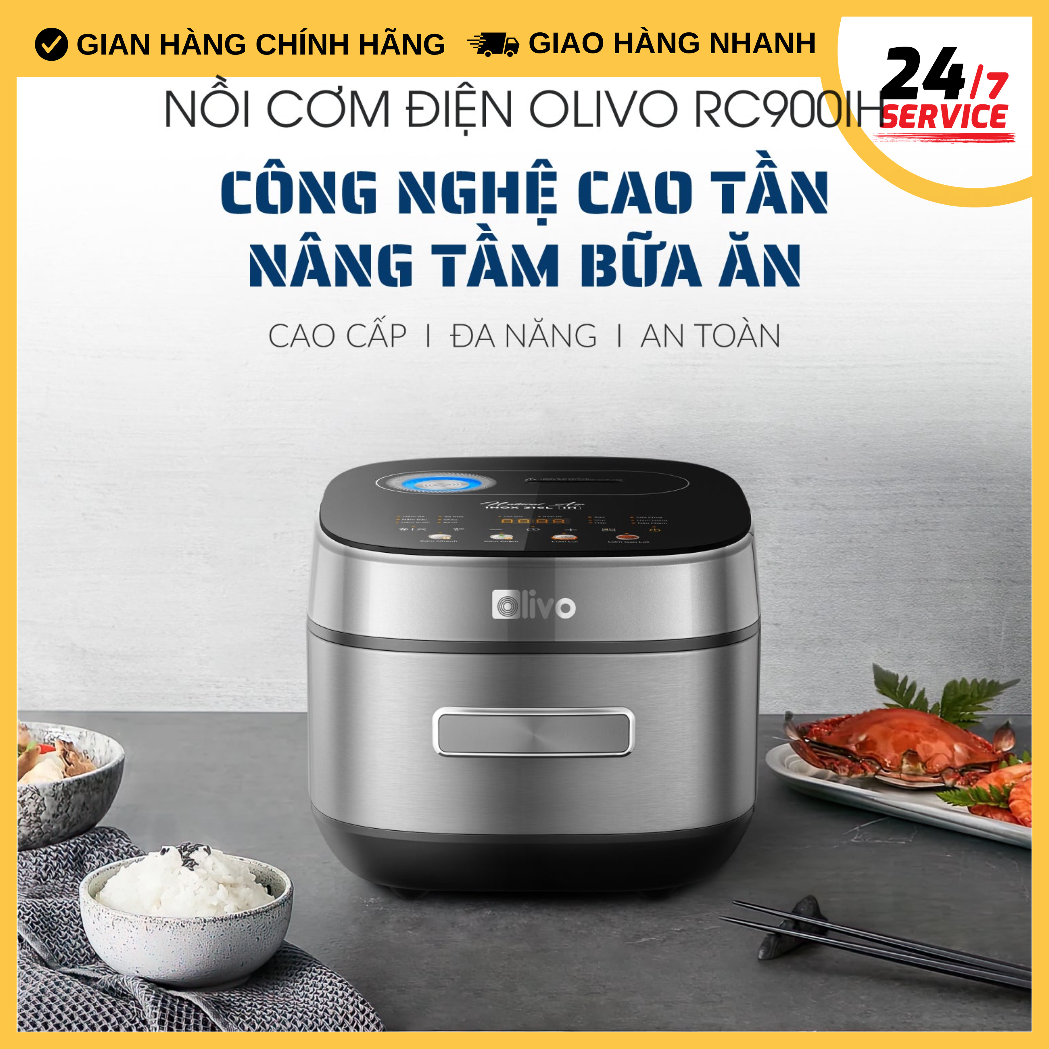 Nồi Cơm Điện Cao Tần OLIVO RC900IH – Lòng Nồi INOX 316L Cao Cấp- Hàng Chính Hãng
