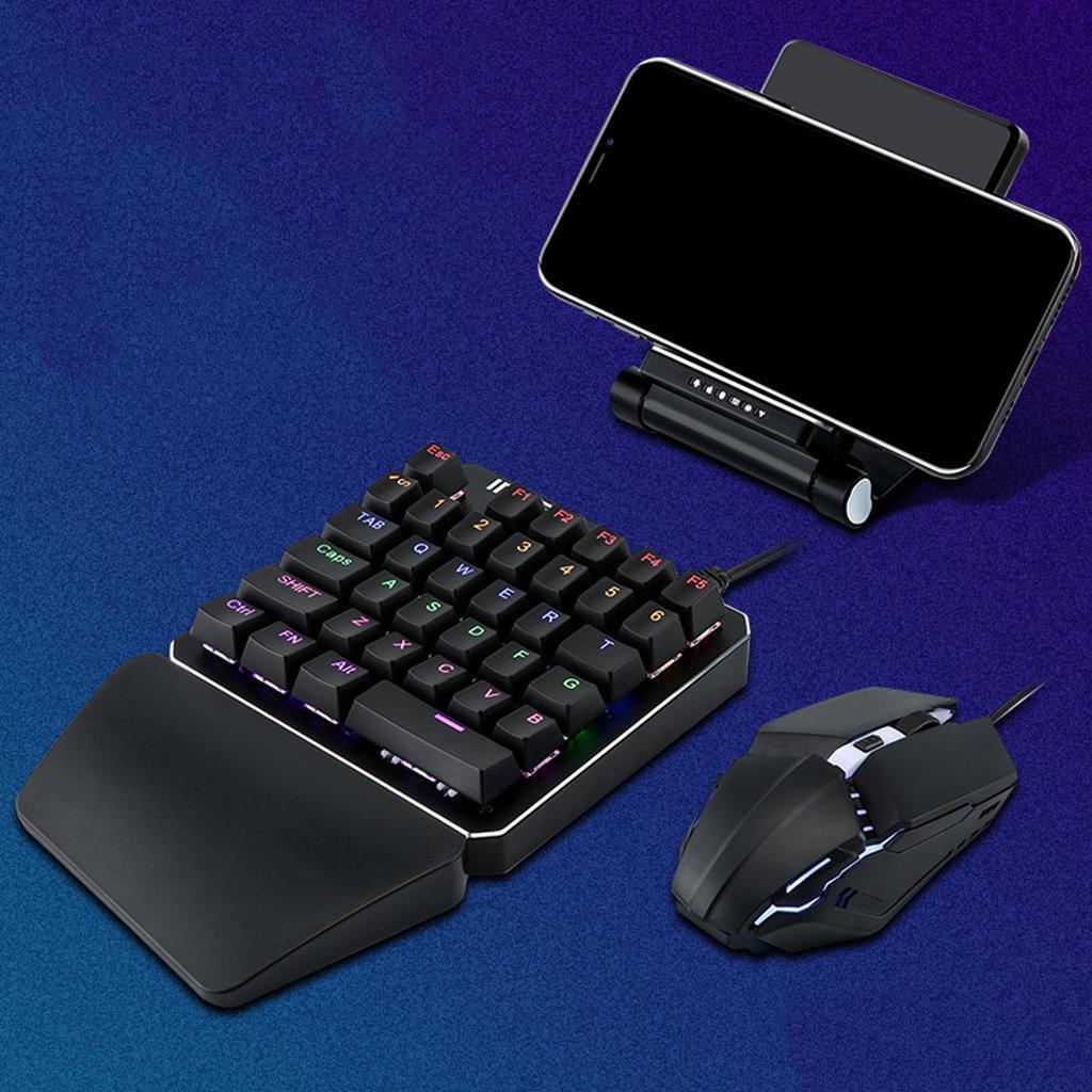 Hand Gaming Keyboard and Mouse Combo, 35 Keys Wired Mechanical Feel Backlit