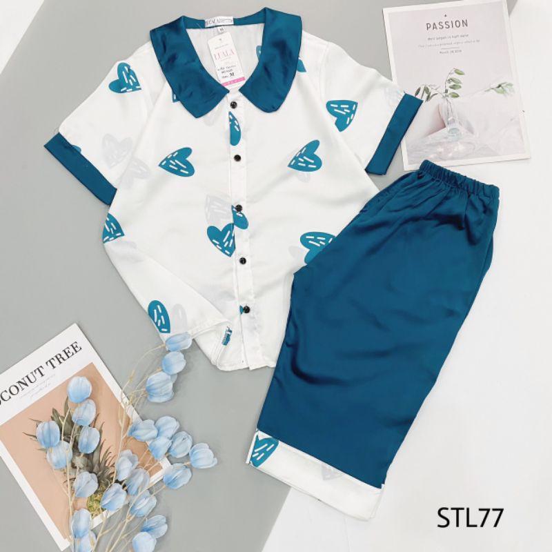 Bộ lụa Pijama satin lửng lụa cao cấp