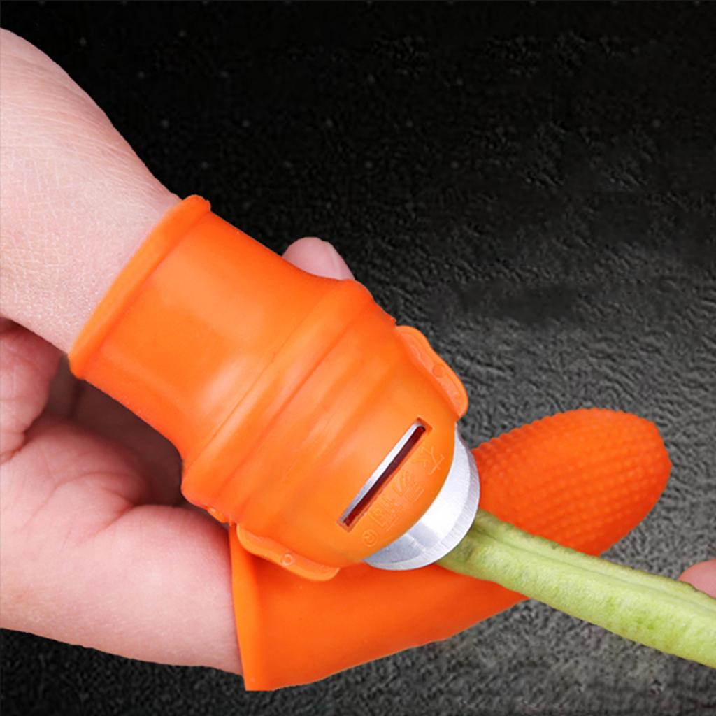 2x Silicone Thumb Knife with Finger Sleeve Covers Vegetable Harvesting Knife