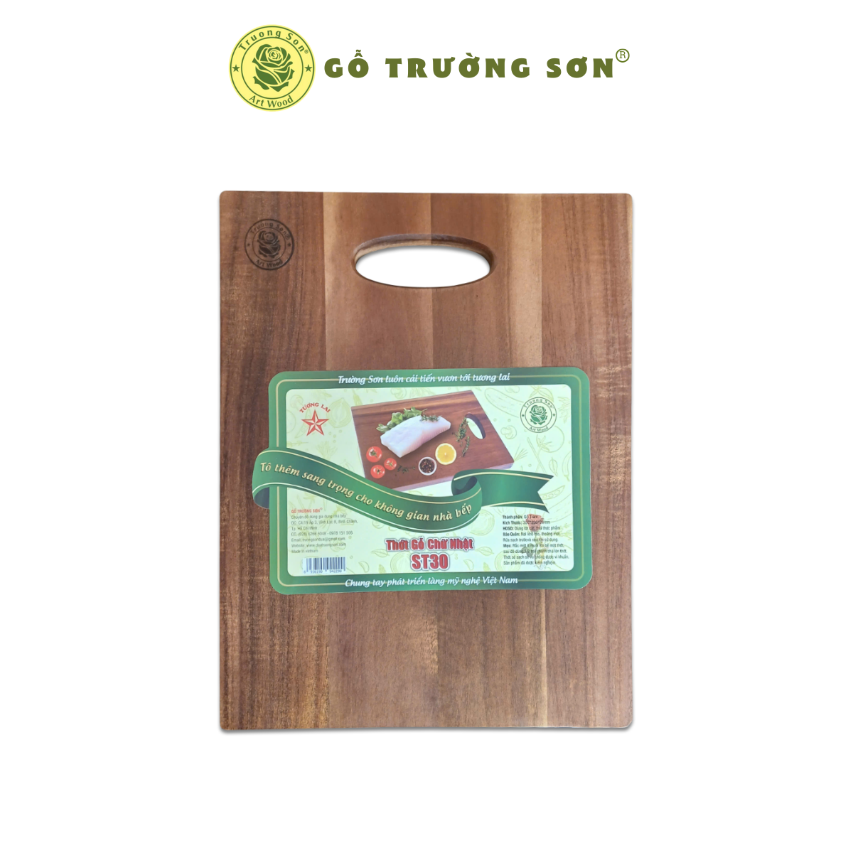 Thớt Chữ Nhật Gỗ Tràm ST30 Thông Dụng - Đồ Gia Dụng Gỗ Nhà Bếp Thương Hiệu Trường Sơn
