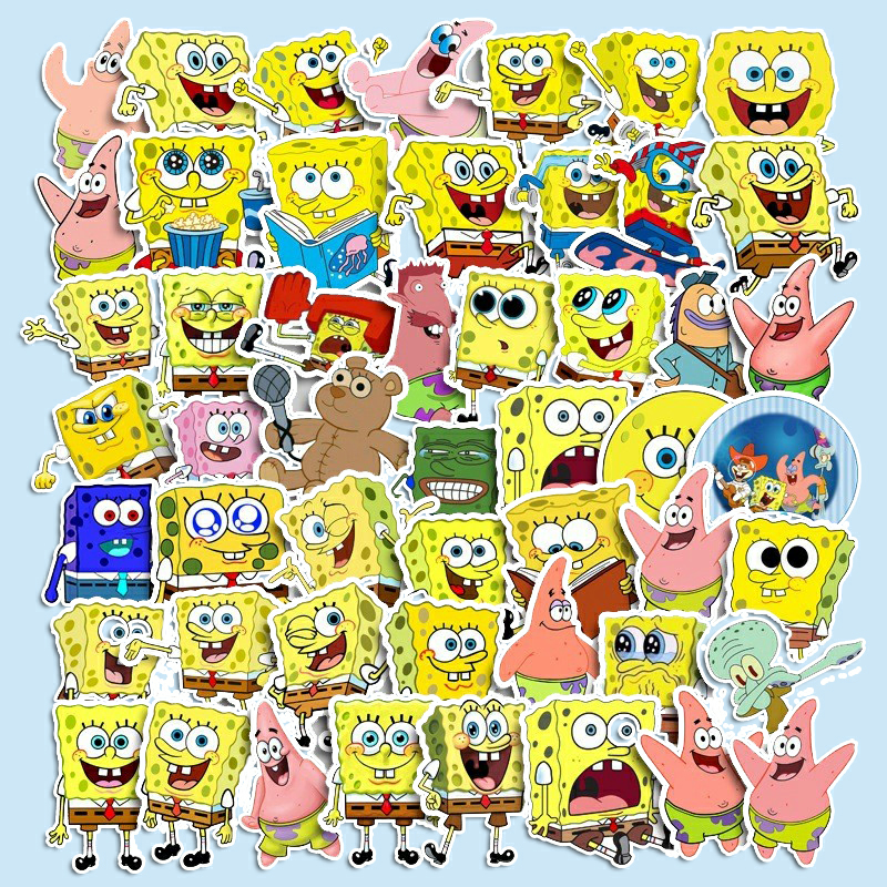 Sticker chú bọt biển SpongeBob SquarePants đáng yêu cute  Dán Vali, Mũ Bảo Hiểm, Laptop, Guitar, Ván Trượt