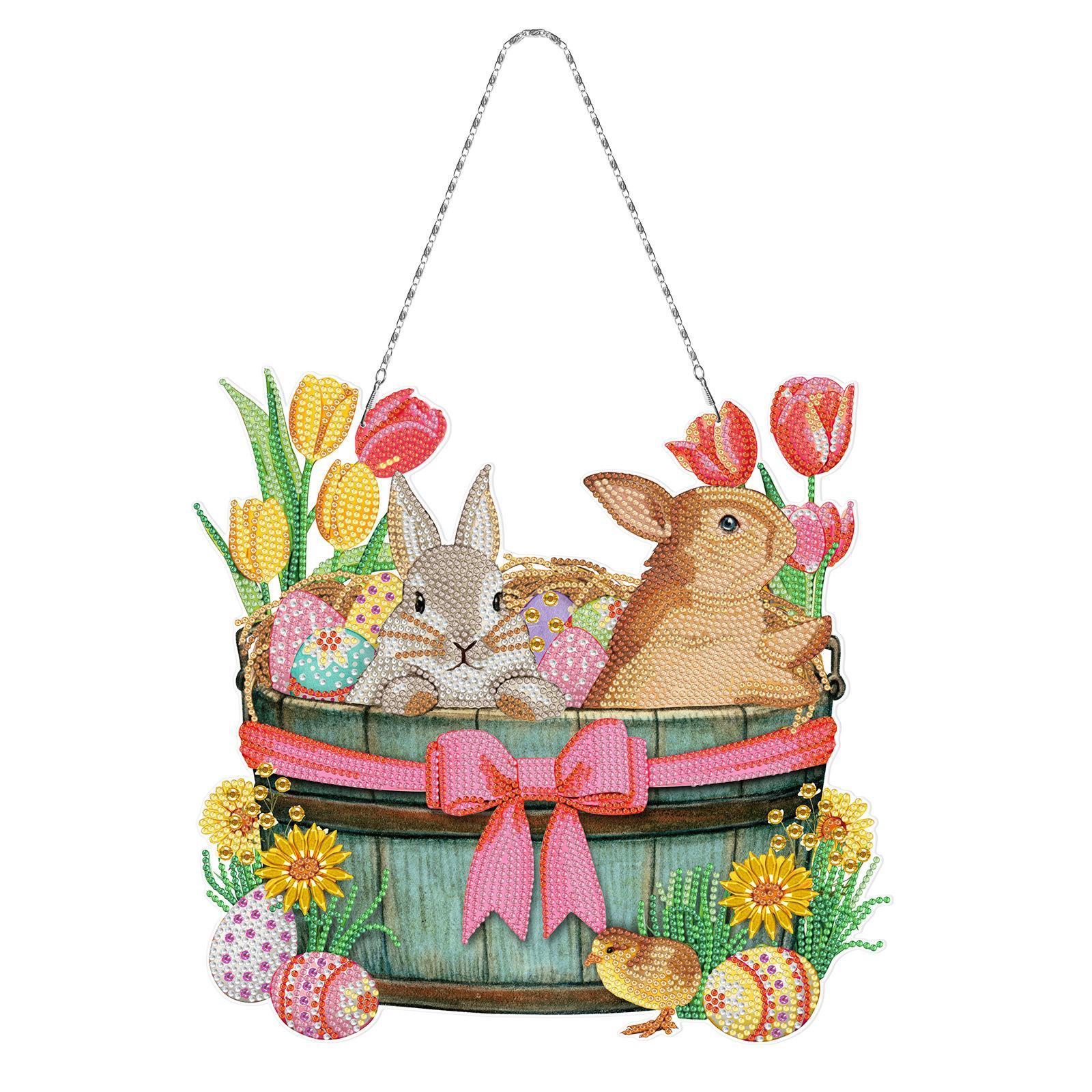 5D Diamond Paint Easter Bunny Hanging Ornament Window Decoration