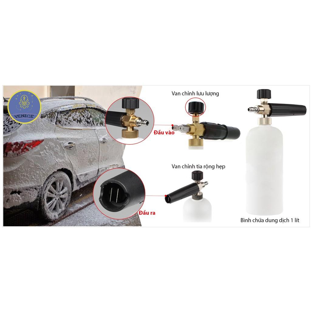 Dụng cụ cao áp và Bình tạo bọt tuyết 1L cao cấp cho máy rửa xe áp lực cao
