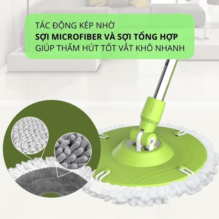 [ MỚI 3/2021 ] Bộ Lau Nhà Xoay 360 Độ Thế Hệ Mới SUN KS-CL260PG