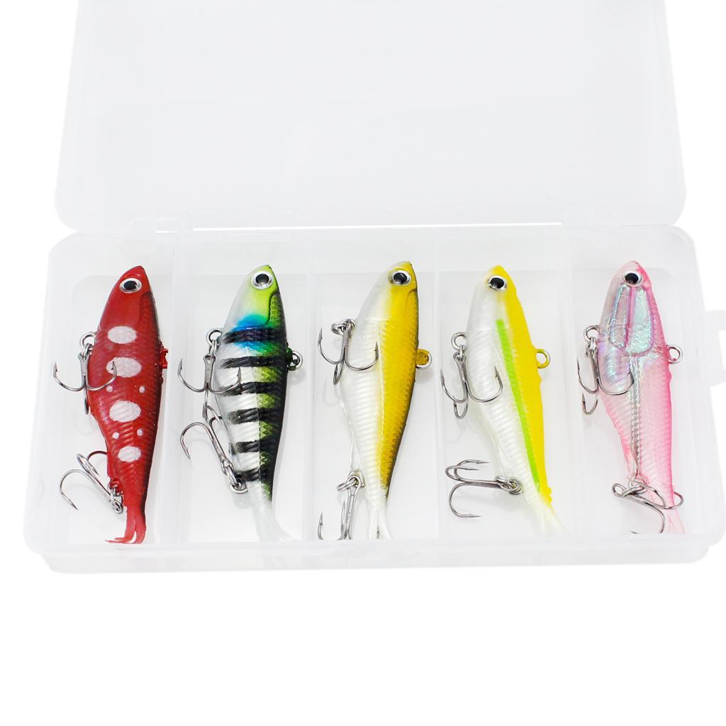 5pcs Soft Fishing Lure Jigs - Swim Hooks Lures Baits Spinnerbait Swimbait Crankbait for Freshwater Saltwater Trolling