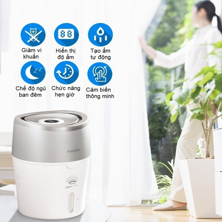 Máy tạo độ ẩm NanoCloud thương hiệu cao cấp Philips HU4803/00 - Hàng Nhập Khẩu