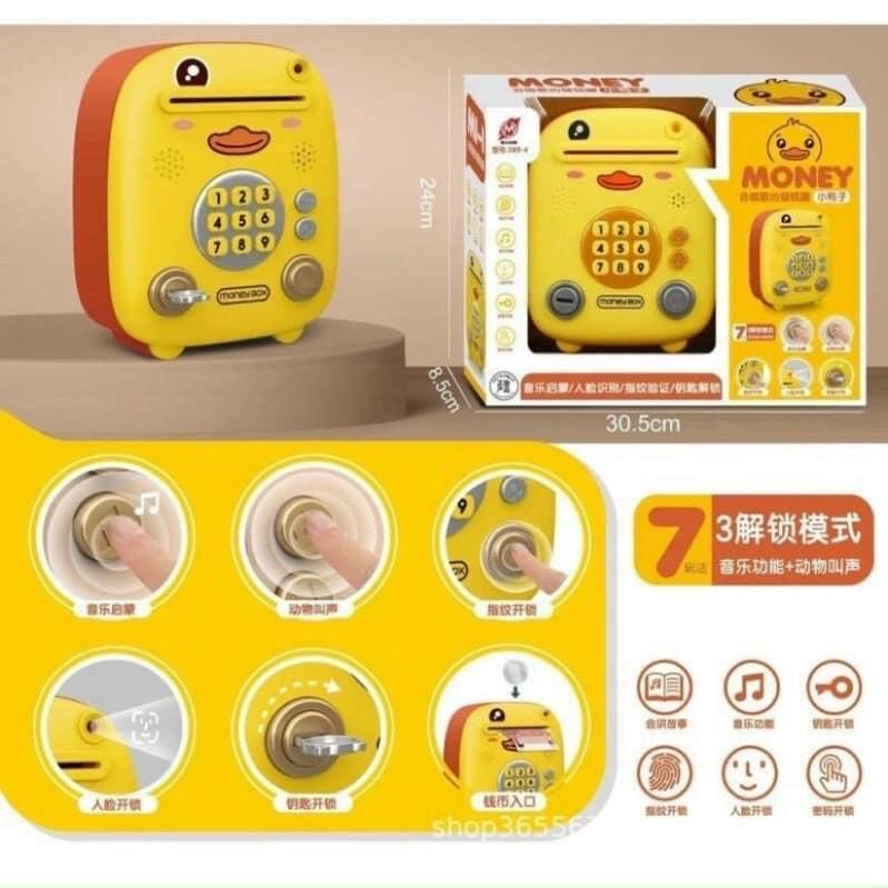 Két sắt mini thông minh có khóa an toàn, mật mã, có nhạc vân tay siêu dễ thương cho bé - giao màu ngẫu nhiên