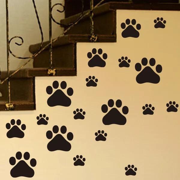 Decal trang trí tường cao cấp mẫu Dấu chân đen của Cún Yêu
