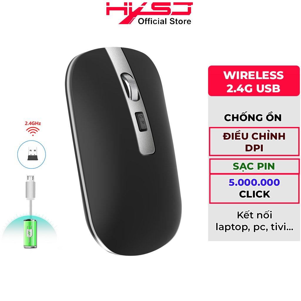 Chuột không dây HXSJ M30 chống ồn sạc điện wireless 2.4Ghz DPI 1600 dùng cho pc, laptop, tivi - Hàng chính hãng