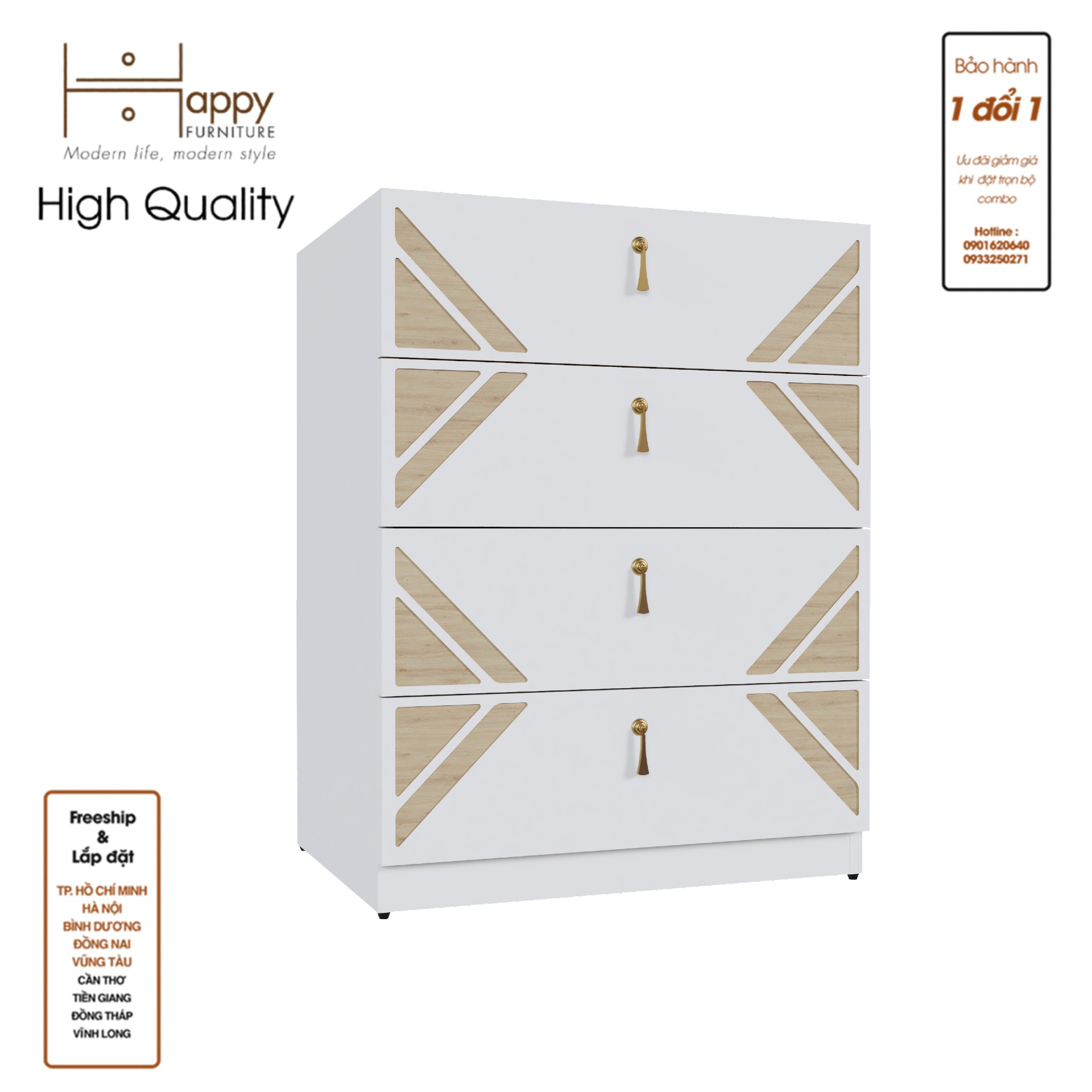 [Happy Home Furniture] CHARIS, Tủ lưu trữ 4 ngăn kéo, 60cm x 45cm x 78cm ( DxRxC), THK_117