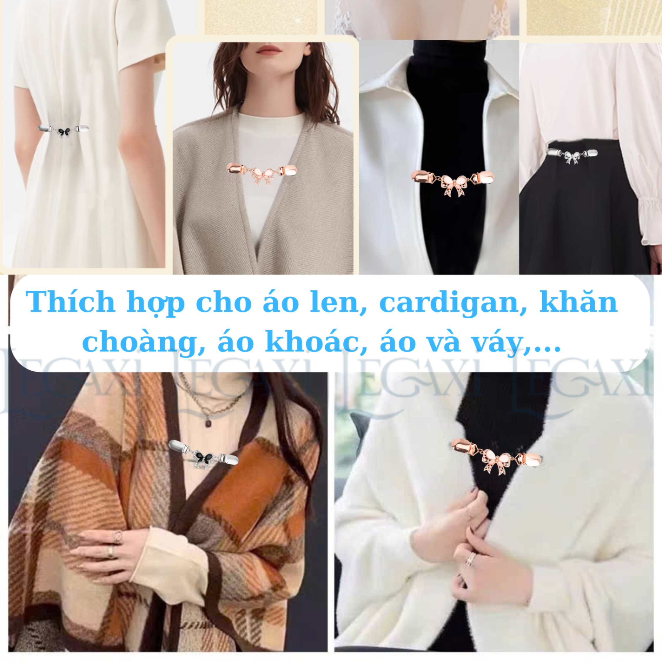Kẹp Khăn Choàng Cổ, Áo Len, Cố Định Chống Tuột Cardigan Thu Nhỏ Vòng Eo Váy Bằng Kim Loại Hình Nơ