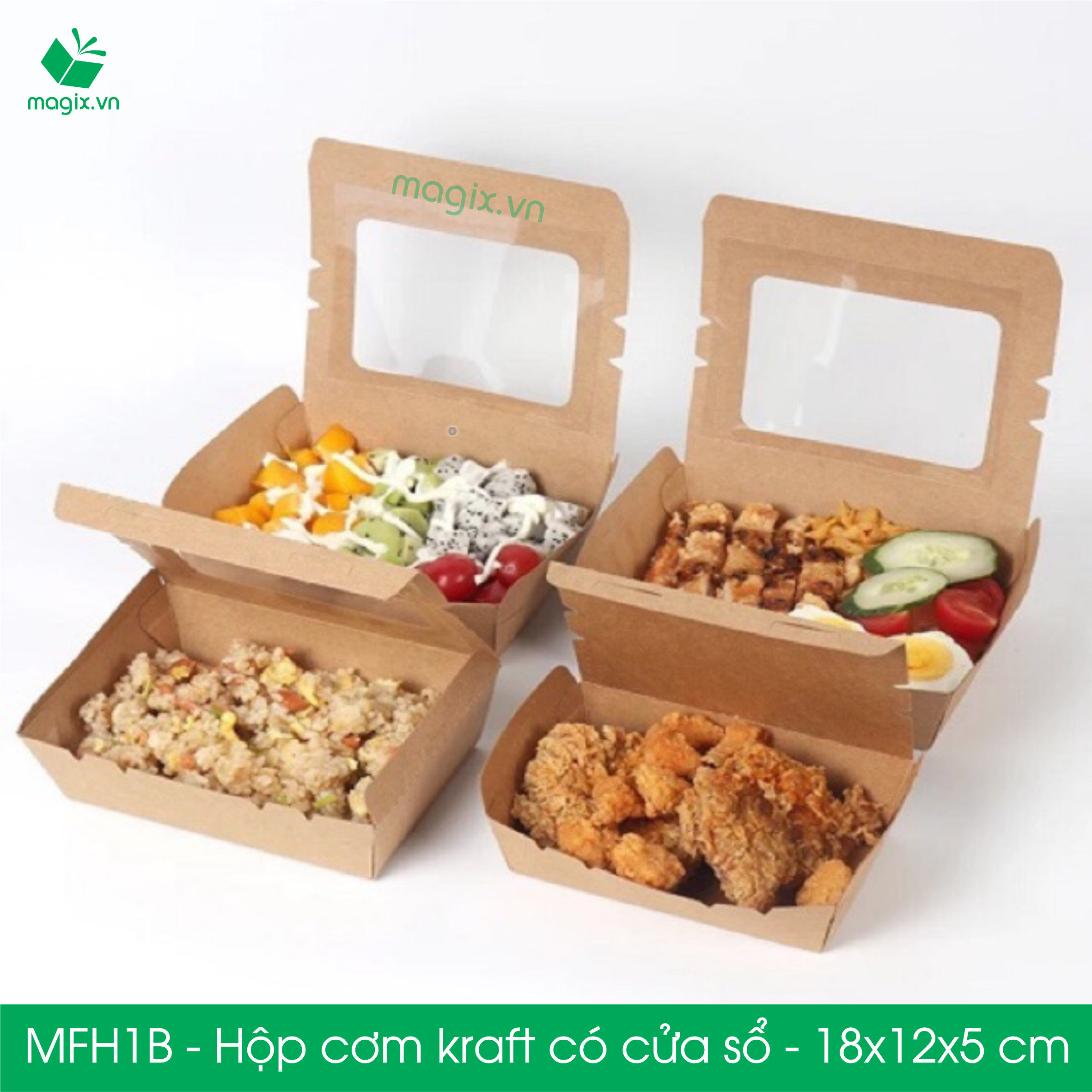 MFH1B - 18x12x5 cm - 100 hộp đựng thực phẩm - Hộp đựng đồ ăn