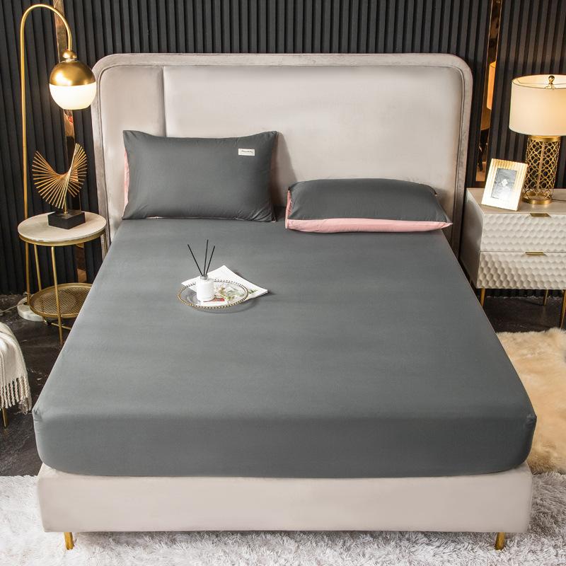 Full Bọc Mềm Trang Bị Bedsheet Đơn Đôi Nữ Hoàng Đồng Màu Bọc Nệm 4 Góc Thun Ga Trải Giường Mùa Thu Đông