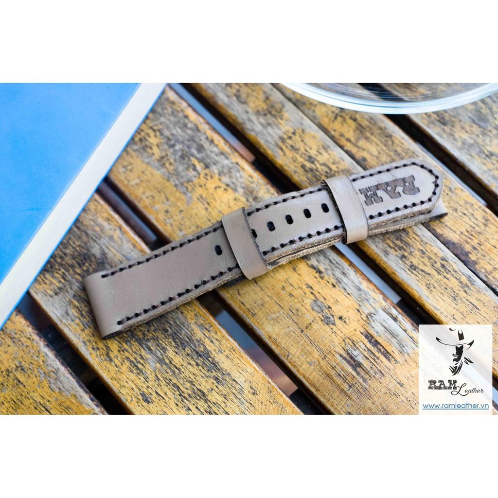 DÂY ĐỒNG HỒ DA BÒ THẬT MÀU TRÀ SỮA RAM MLIKTEA HÀNG CHÍNH HÃNG