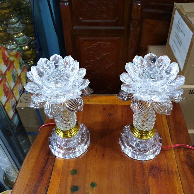 Cặp đèn thờ 002 bóng leb tự động đổi màu cao 20 cm